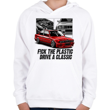 PRINTFASHION F!CK THE PLASTIK - Gyerek kapucnis pulóver - Fehér gyerek pulóver, kardigán