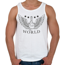 PRINTFASHION F*ck the world - Férfi atléta - Fehér atléta, trikó