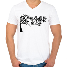 PRINTFASHION Fa - Férfi V-nyakú póló - Fehér