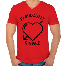 PRINTFASHION Fabulously single - Férfi V-nyakú póló - Piros férfi póló