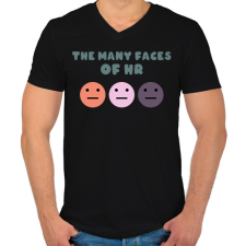 PRINTFASHION Faces of HR - Férfi V-nyakú póló - Fekete férfi póló