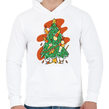 PRINTFASHION Fagyis karácsonyfa - Férfi kapucnis pulóver - Fehér férfi pulóver, kardigán