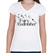 PRINTFASHION Fairy Godmother - Női V-nyakú póló - Fehér női póló