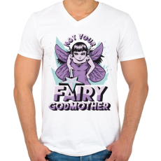 PRINTFASHION Fairy grandmother - Férfi V-nyakú póló - Fehér