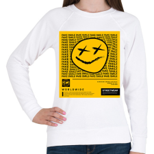PRINTFASHION Fake Smile - Női pulóver - Fehér női pulóver, kardigán