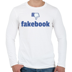 PRINTFASHION fakebook - Férfi hosszú ujjú póló - Fehér
