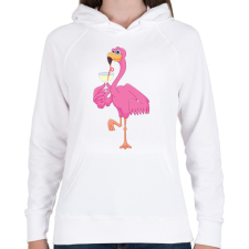 PRINTFASHION falamingo - Női kapucnis pulóver - Fehér női pulóver, kardigán
