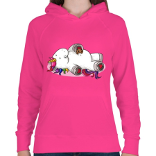 PRINTFASHION Falánk egyszarvú - Női kapucnis pulóver - Fukszia női pulóver, kardigán