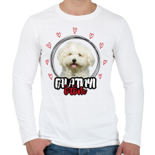 PRINTFASHION Falatnyi öröm - Máltai selyemkutya - Férfi hosszú ujjú póló - Fehér férfi póló