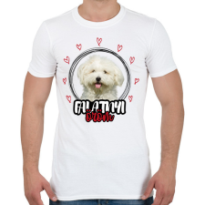 PRINTFASHION Falatnyi öröm - Máltai selyemkutya - Férfi póló - Fehér férfi póló