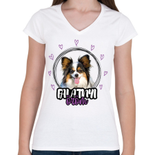 PRINTFASHION Falatnyi öröm - Papillon - Női V-nyakú póló - Fehér női póló