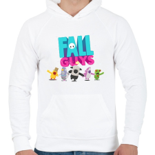 PRINTFASHION Fall Guys - Férfi kapucnis pulóver - Fehér férfi pulóver, kardigán