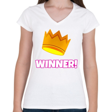 PRINTFASHION Fall Guys: Winner - Női V-nyakú póló - Fehér női póló