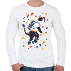 PRINTFASHION Falmászó macska - Férfi hosszú ujjú póló - Fehér