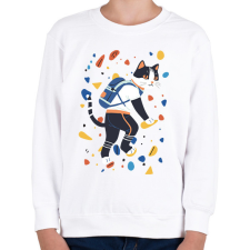 PRINTFASHION Falmászó macska - Gyerek pulóver - Fehér gyerek pulóver, kardigán