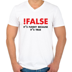 PRINTFASHION !false - programozó vicc - Férfi V-nyakú póló - Fehér