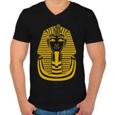 PRINTFASHION fáraó - Férfi V-nyakú póló - Fekete férfi póló