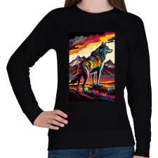 PRINTFASHION Farkas a hegyvidéken színes - Női pulóver - Fekete női póló