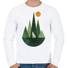 PRINTFASHION Farkas és a hegyek 4 - Férfi pulóver - Fehér férfi pulóver, kardigán