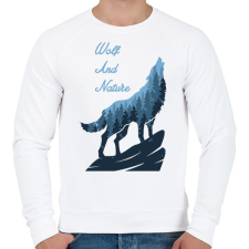 PRINTFASHION Farkas és a természet - Férfi pulóver - Fehér férfi pulóver, kardigán