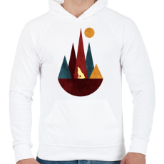 PRINTFASHION Farkas és hegyek 3 - Férfi kapucnis pulóver - Fehér