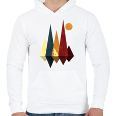 PRINTFASHION Farkas és hegyek 5 - Férfi kapucnis pulóver - Fehér