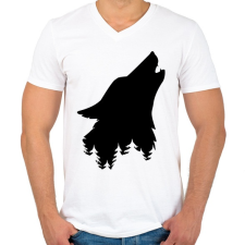 PRINTFASHION Farkas fej  - Férfi V-nyakú póló - Fehér férfi póló