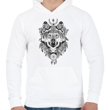 PRINTFASHION Farkas  - Férfi kapucnis pulóver - Fehér férfi pulóver, kardigán