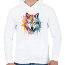PRINTFASHION Farkas - Férfi kapucnis pulóver - Fehér