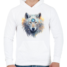 PRINTFASHION farkas - Férfi kapucnis pulóver - Fehér férfi pulóver, kardigán
