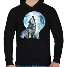 PRINTFASHION Farkas  - Férfi kapucnis pulóver - Fekete