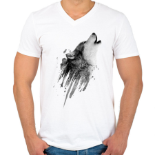 PRINTFASHION Farkas - Férfi V-nyakú póló - Fehér férfi póló