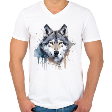 PRINTFASHION Farkas - Férfi V-nyakú póló - Fehér férfi póló