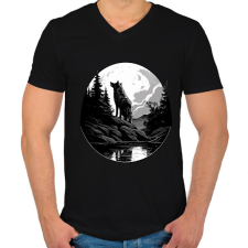 PRINTFASHION farkas - Férfi V-nyakú póló - Fekete férfi póló