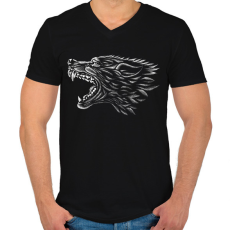 PRINTFASHION farkas - Férfi V-nyakú póló - Fekete