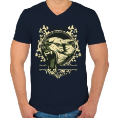 PRINTFASHION Farkas - Férfi V-nyakú póló - Sötétkék
