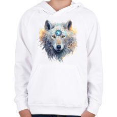 PRINTFASHION farkas - Gyerek kapucnis pulóver - Fehér
