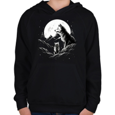 PRINTFASHION farkas - Gyerek kapucnis pulóver - Fekete gyerek pulóver, kardigán