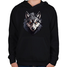 PRINTFASHION Farkas  - Gyerek kapucnis pulóver - Fekete gyerek pulóver, kardigán
