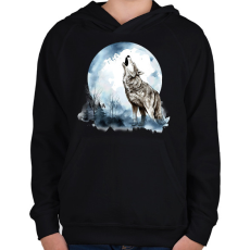 PRINTFASHION Farkas  - Gyerek kapucnis pulóver - Fekete