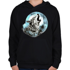 PRINTFASHION Farkas  - Gyerek kapucnis pulóver - Fekete