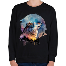 PRINTFASHION Farkas  - Gyerek pulóver - Fekete