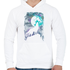 PRINTFASHION Farkas holdfényben - Férfi kapucnis pulóver - Fehér