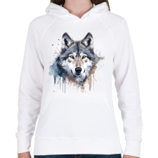 PRINTFASHION Farkas - Női kapucnis pulóver - Fehér női pulóver, kardigán