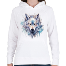 PRINTFASHION farkas - Női kapucnis pulóver - Fehér női pulóver, kardigán