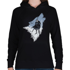 PRINTFASHION Farkas - Női kapucnis pulóver - Fekete női pulóver, kardigán