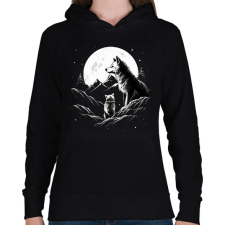 PRINTFASHION farkas - Női kapucnis pulóver - Fekete női pulóver, kardigán