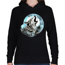 PRINTFASHION Farkas  - Női kapucnis pulóver - Fekete női pulóver, kardigán