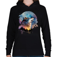 PRINTFASHION Farkas  - Női kapucnis pulóver - Fekete női pulóver, kardigán