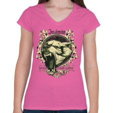 PRINTFASHION Farkas - Női V-nyakú póló - Rózsaszín női póló